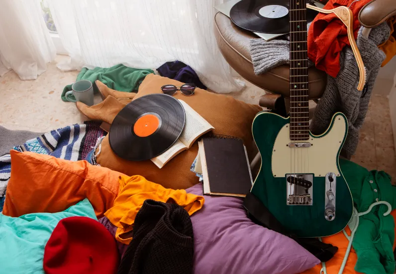 photo of a room in need of clutter storage